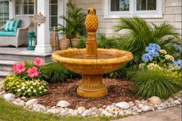 Tall Pineapple on Base Concrete Water Fountain